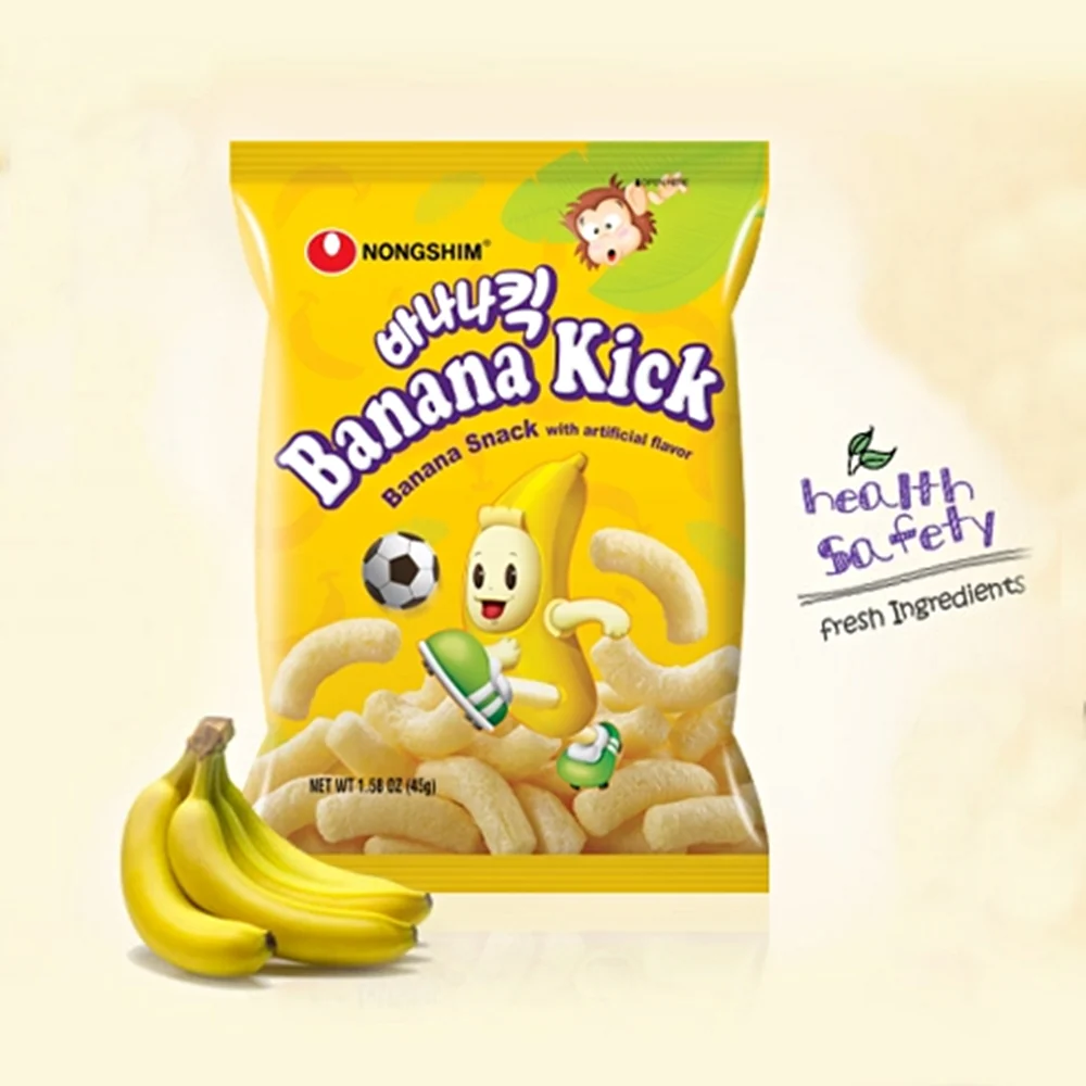 NongShim Banana Kick Snack Big Size 6.34oz, 농심 바나나킥 패밀리팩 대용량 180g - Image 2