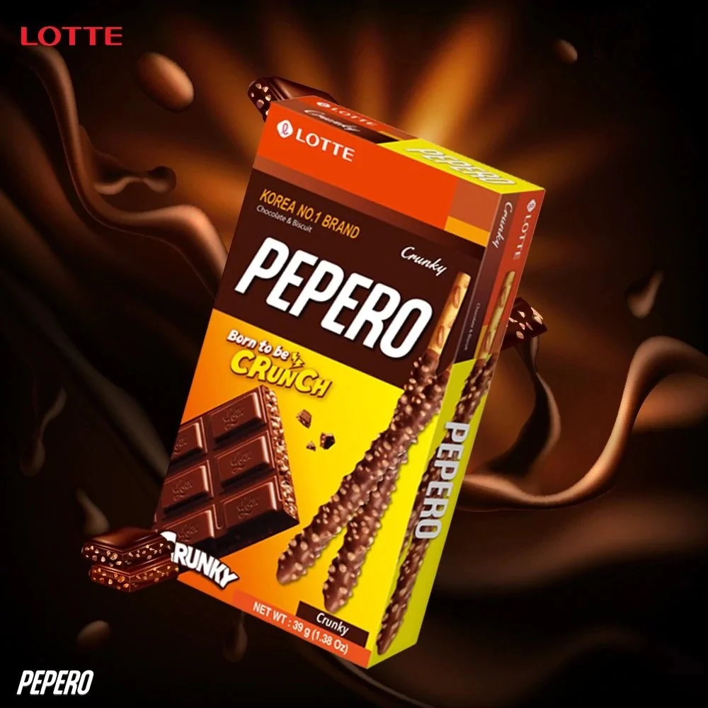 Lotte Pepero Crunky 1.38oz, 롯데 빼빼로 크런키 39g - Image 4