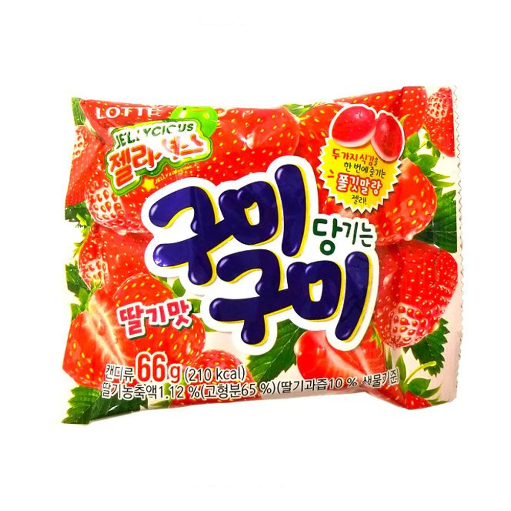 Lotte Gummy Gummy Strawberry 2.32oz, 롯데 구미구미 딸기 66g