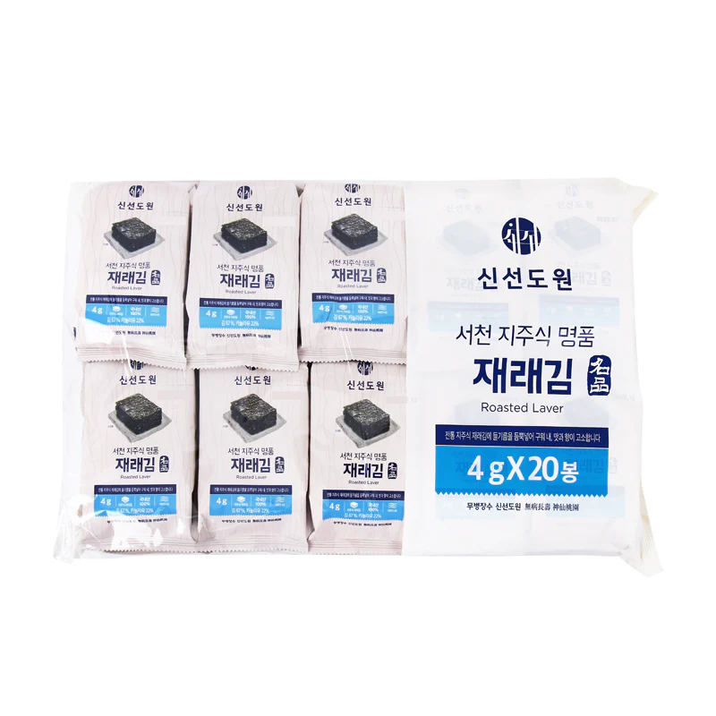 Shinsundowon Roasted Laver 0.14oz x 20, 신선도원 서천 지주식 명품 재래김 4g x 20
