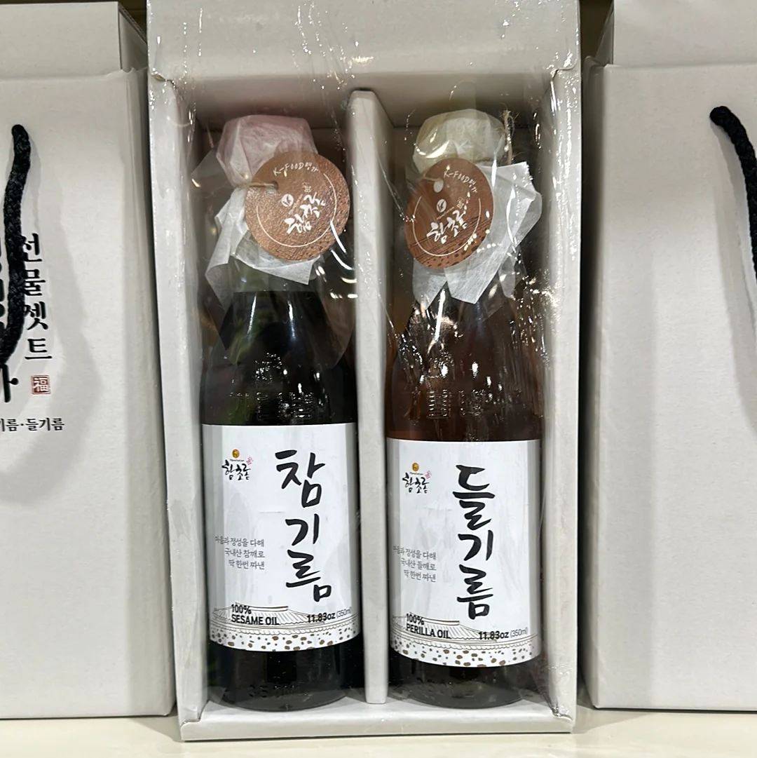 HCR SESAME OIL & PERILLA OIL S , 함초롬 참기름 & 들기름 선물세트 350ml * 2 - Image 2