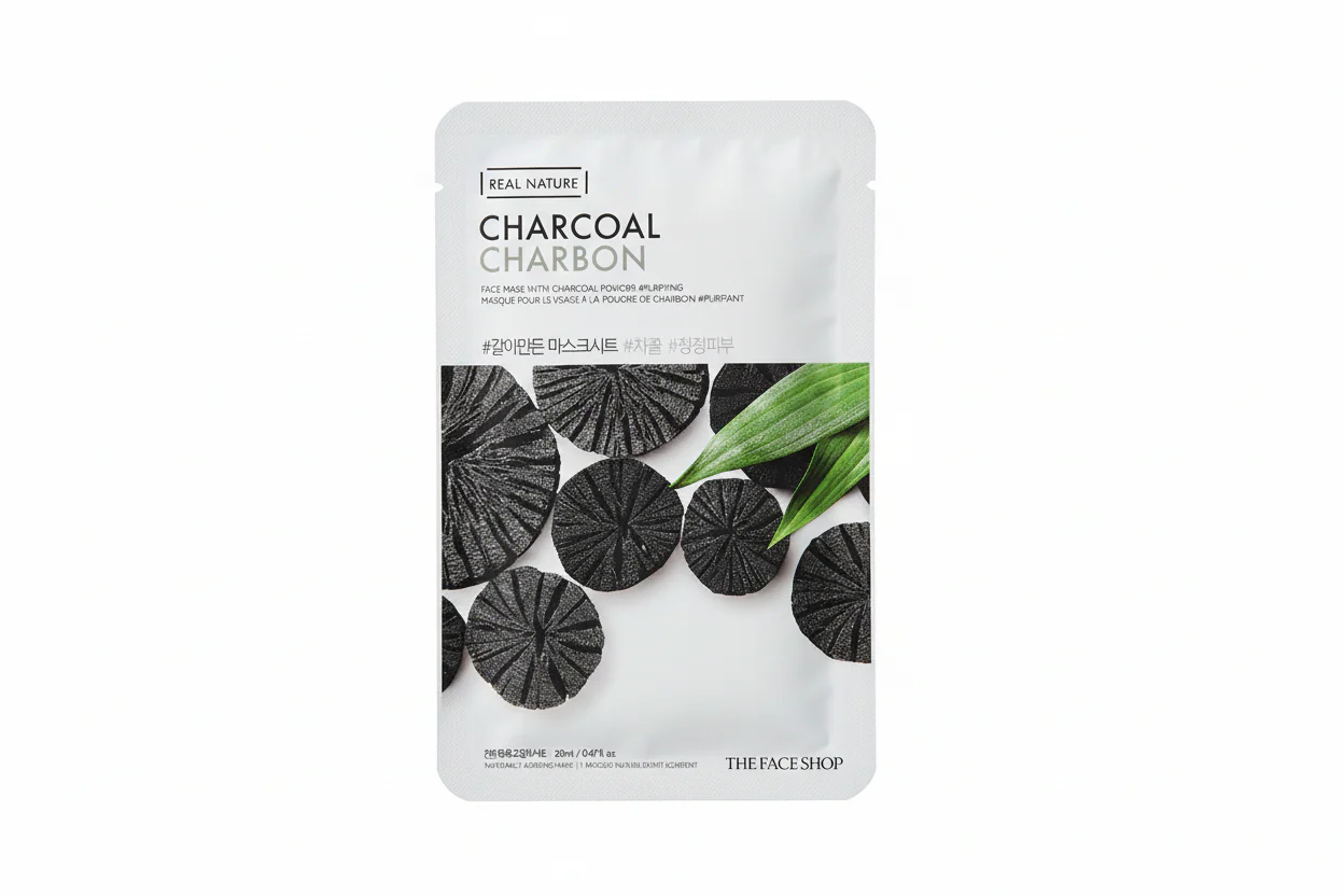 THEFACESHOP CHARCOAL FACE MASK , 더페이스샵 리얼 네이처 숯 마스크 20G
